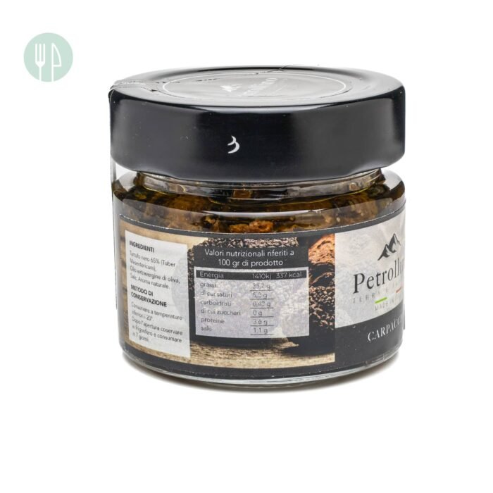 Carpaccio di tartufo nero e olio extra vergine di oliva prodotto in Campania