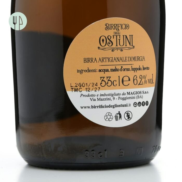 Birra artigianale Vezzosa color arancio Ostuni puglia formato 33 cl