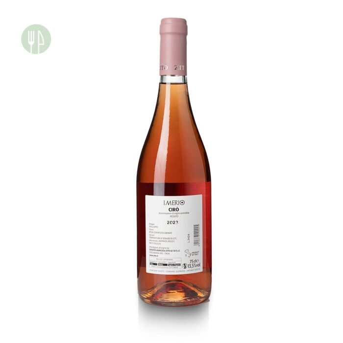 Imerio Cirò Rosato: scopri un rosato raffinato con profumo di frutti di bosco e sapore fresco. Abbinamento ideale per carni bianche e antipasti, bottiglia da 75 cl.