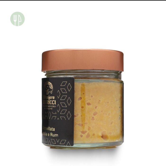 Marmellata Arance e Rum: un mix irresistibile di arancia fresca e rum aromatico. Scopri l’autentica dolcezza lucana, vasetto da 200 g.